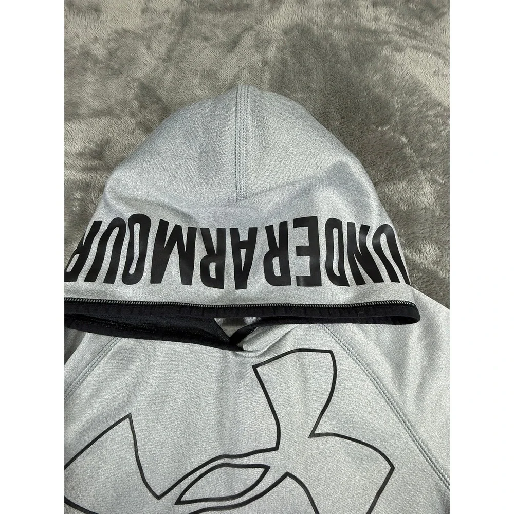 Under Armour Gray Hoodie Coldgear Loose Fit Logo Big Logo Boys Youth Medium M - Picture 5 of 10